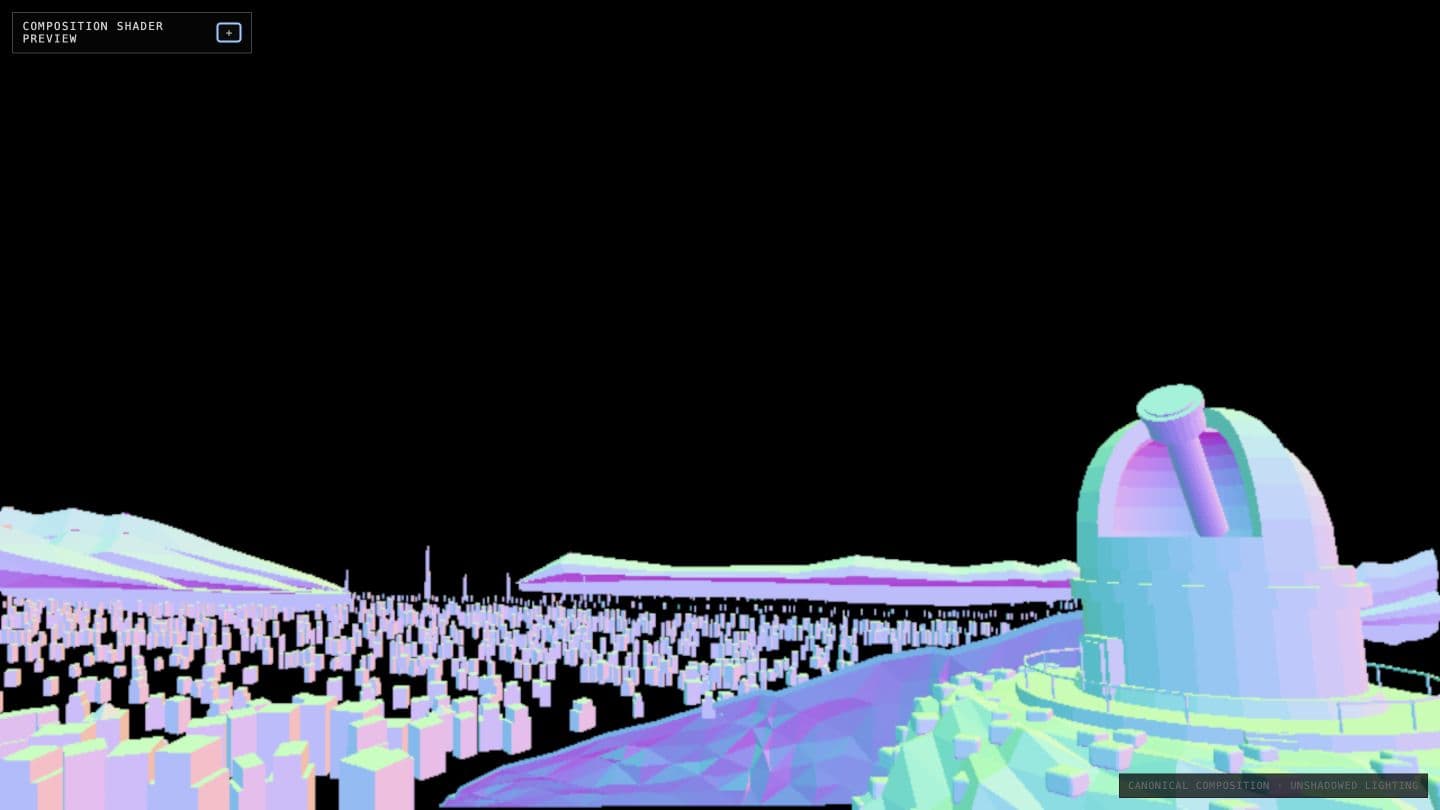 Surface-normal diagnostic for the Observatory scene